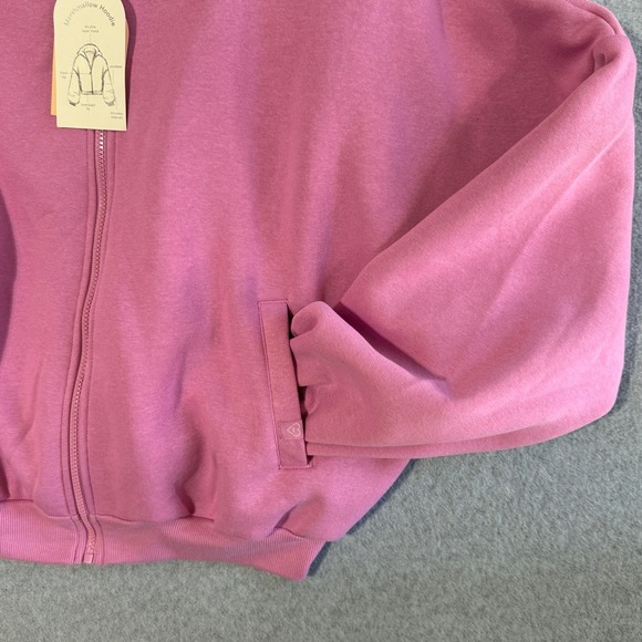 Blogilates Marshmallow Hoodie Pink Full Zip Oversized Sweatshirt B1115 Mens M - Picture 3 of 12